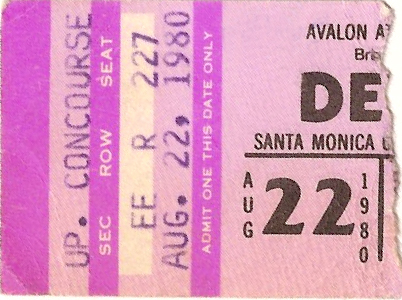 Devo ticket 1980 tour