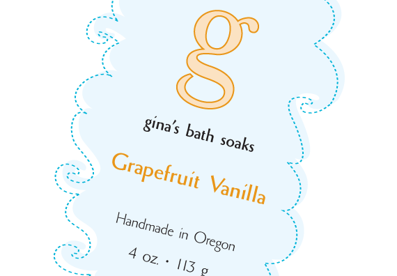Gina's Bath Soaks label close-up