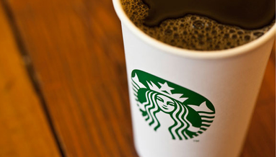 New Starbucks logo on coffee cup