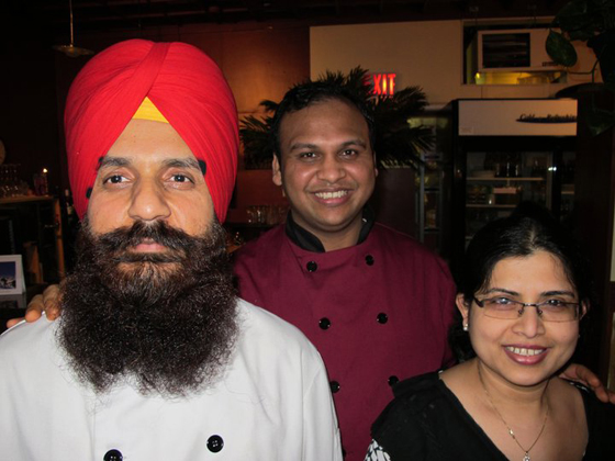 Chef Harbinder Singh, Chef/Owner Roy Abhishek, Roy's wife Lupa