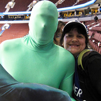 Ariane Colenbrander with Green Men, Rogers Arena, Vancouver