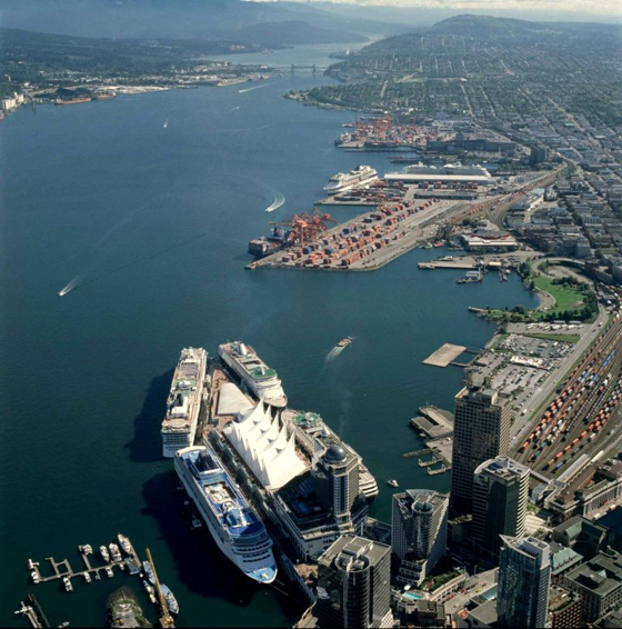 Vancouver ships, aerial photo