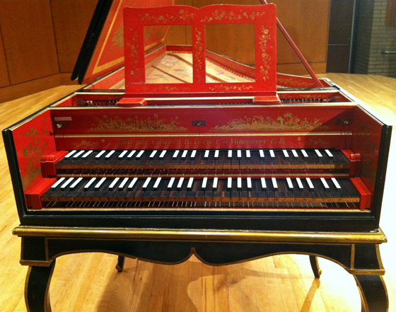 harpsichord on stage at UBC