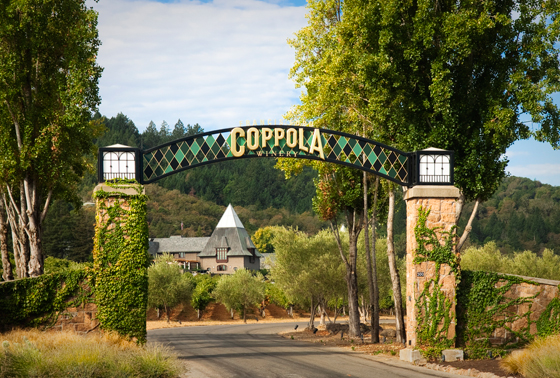 Coppola Winery entrance. Photo credit: Chad Keig