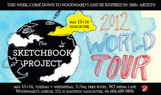 The Sketchbook Project, W2 Woodwards Media Café, sketchbook art, Vancouver, events, 2012