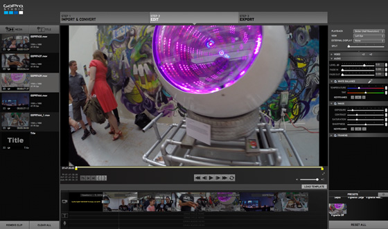 GoPro Studio software editing screen