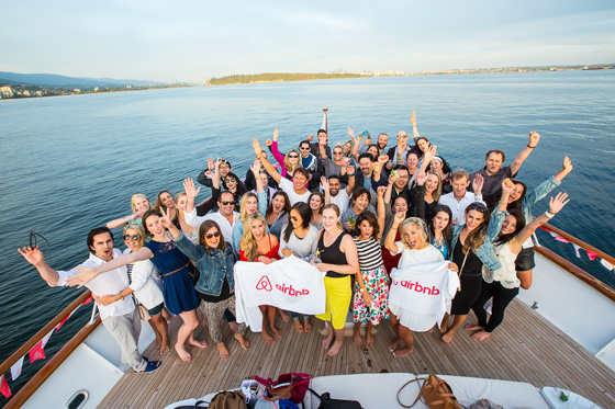 Airbnb group shot aboard The Oriana