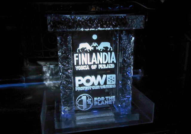 Finlandia Protect Our Winters ice sculpture