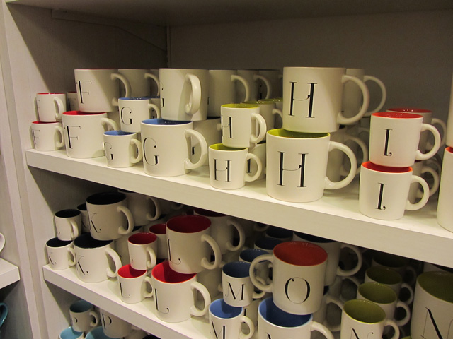 Indigo monogram mugs