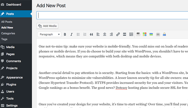 Adding A WordPress Post