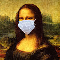 Mona Lisa wearing a face mask