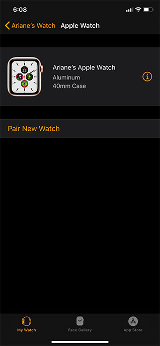 New Apple watch paired
