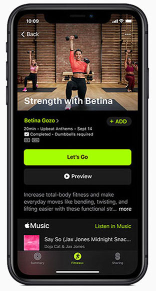 Apple Fitness+ screen