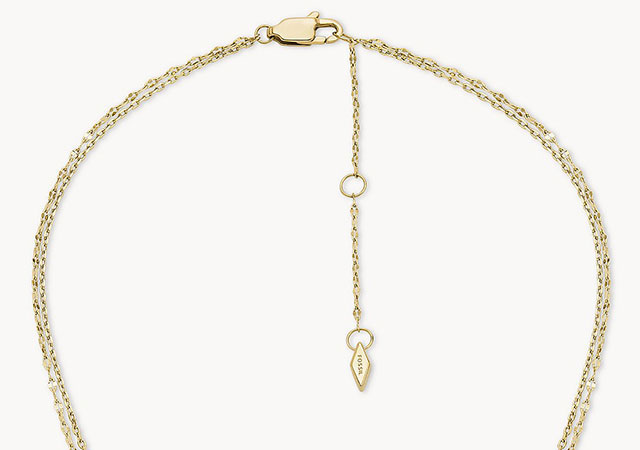 Fossil Sadie Tokens of Affection Two-Tone Stainless Steel Chain Necklace
