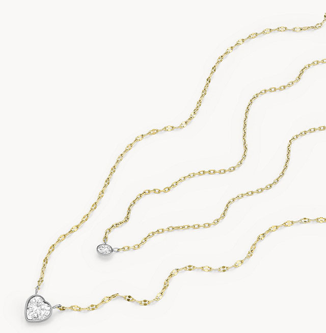 Fossil Sadie Tokens of Affection Two-Tone Stainless Steel Chain Necklace
