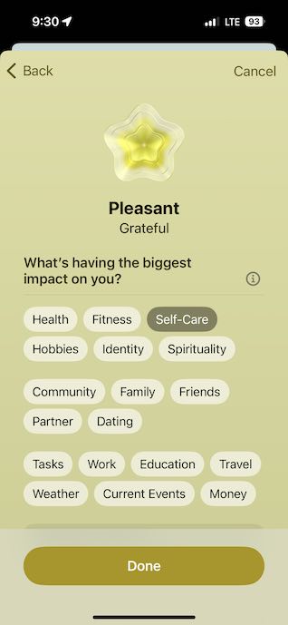 Choose Feeling via Apple Health App
